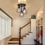 HMVPL Semi Flush Mount Ceiling Light, 3-Lights Industrial Close to Ceiling Light Fixtures, Iron Cage Pendant Light for Kitchen Island Dining Room Hallway Bedroom