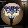 Tiffany Floor Lamp Torchiere Up Lighting W12H66 Inch White Blue Stained Glass Baroque Lampshade Antique Standing Iron Base 1E26 Foot Switch S003B WERFACTORY Lamps Living Room Home Office Decoration
