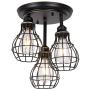 HMVPL Semi Flush Mount Ceiling Light, 3-Lights Industrial Close to Ceiling Light Fixtures, Iron Cage Pendant Light for Kitchen Island Dining Room Hallway Bedroom
