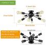 Depuley 8-Light Sputnik Chandeliers Flush Mount, Mid Century Ceiling Bedroom Light Fixtures, Modern Black Ceiling Retro Lamp for Kitchen/ Living Room/Dining Room Lighting, 8X E26 Sockets