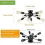 Depuley 8-Light Sputnik Chandeliers Flush Mount, Mid Century Ceiling Bedroom Light Fixtures, Modern Black Ceiling Retro Lamp for Kitchen/ Living Room/Dining Room Lighting, 8X E26 Sockets