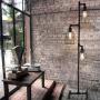 NIUYAO Industrial Style 60 High Track Tree Floor Lamp Iron Cage 3 Lights Pipe LED Floor Light Fixture Black 409434
