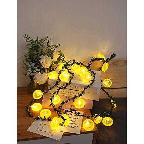 Fruit Lemon Slice String Lights LED Flashing String Battery Powered Indoor Outdoor Lighting Lamp for Wedding Home Birthday Garden Yard Patio Party Christmas Decorations (6.6ft/20 LED, Lemon Slices-B)