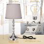 USB Table Lamp, Crystal Table Lamp Touch Control 3 Way Dimmable Nightstand Lamp with 2 USB Charging Ports, Modern Bedside Lamp with Gray Fabric Shade for Bedroom lamps, Living Room, Study Room, Office