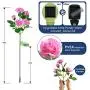 Solar Garden Lights Outdoor - Upgraded Realistic LED Solar Powered Rose Lights Flower Stake, Waterproof Solar Decorative Lights for Patio Pathway Courtyard Garden Lawn (Pink)