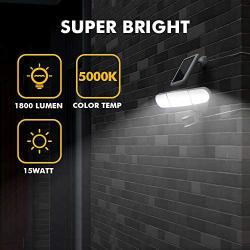 LUTEC Triple-Head 1800LM LED Solar Security Lights, 15 Watt 5000K Super Bright Solar Motion Sensor Light with 3 Rotatable Heads, Waterproof Solar Flood Lights Outdoor for Porch Garage Entryways Patio