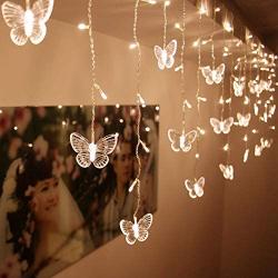 BJYHIYH Led Curtain Lights USB Powered 8 Modes Window Curtain String Lights 10 Butterflies Twinkle Lights for Christmas Dorm Room Decoration(Warm White)