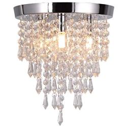 Modern Chandelier,3 Lights Crystal Raindrop Chandelier Lighting,Flush Mount LED Ceiling Light Fixture Pendant Lamp for Dining Room Bathroom Bedroom Livingroom,G9 Bulbs Required