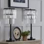 Maxax Crystal Table Lamps, Modern Bedside Desk Lamp Set of 2 Nightstand Lamp for Living Room Bedroom,Black Finish
