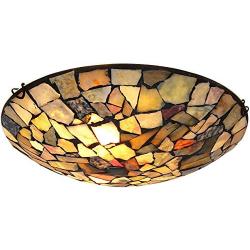 Tiffany Ceiling Lamp, Artzone Handcrafted Light Fixture Ceiling, Stained Glass Ceiling Light for Foyer, Living Room, Dining Room, Bedroom, Bathroom - 16'' Natural Stone Lampshade