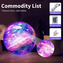 Moon Lamp Kids Night Light Galaxy 3D Star Lamp 16 Colors LED Globe Light with Wood Stand, Touch, Pat and Remote Control USB Rechargeable for Baby Girls