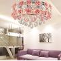 MoreChange 19.5inch Crystal Ceiling Light Fixtures Flush Mount Ceramic Rose Flowers, Chandelier Pendant Lighting with 5-Light E14 Socket for Living / Dining Room Bedroom Girl Room