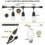 2-Pack Dimmable LED Outdoor String Lights, 48FT Shatterproof Patio Lights, Linkable Hanging Lights with Vintage Edison Bulbs, IP65 Waterproof Commercial Lights String for Backyard, Garden, Porch, Deck 2-Pack Dimmable LED Outdoor String Lights, 48FT Shatterproof Patio Lights, Linkable Hanging Lights with Vintage Edison Bulbs, IP65 Waterproof Commercial Lights String for Backyard, Garden, Porch, Deck