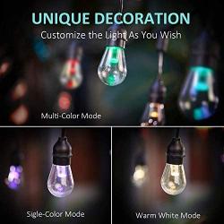 Outdoor String Lights – Patio Lights RGBW LED Lights Smart String Lights Christmas Outdoor 2.4GHz Wi-Fi Controlled 15 Edison Bulbs 49 Ft Colored String Lights Works with App & Alexa IP65 Waterproof