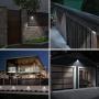 TORCHSTAR Outdoor LED Solar Powered Motion Sensor Light, IP65 Waterproof Wireless Outdoor Wall Lighting for Driveway, Patio, Garage, Porch, 6500K Pure White, Black, Pack of 4