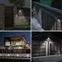 TORCHSTAR Outdoor LED Solar Powered Motion Sensor Light, IP65 Waterproof Wireless Outdoor Wall Lighting for Driveway, Patio, Garage, Porch, 6500K Pure White, Black, Pack of 4