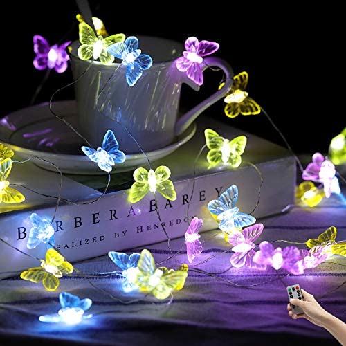 HDNICEZM Butterfly String Lights,Twinkle Lights 8 Lighting Mode Waterproof 21.1ft 40 LED USB Plug in with Remote Control for Home Indoor Outdoor Garden Holiday Parties Patio Plants Shelf Decor