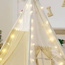 Revanak Fairy Lights for Teepee Tents - Battery Operated 4 LED Strings for Wedding Christmas Party, Waterproof Decorative Lights for Bedroom Camping, Kids Teepee Decoration Tent NOT Included