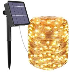 Kolpop Solar String Lights, 105FT 320 LED Solar Fairy Lights 8 Modes Copper Wire Solar Powered String Lights Outdoor Waterproof Decoration Lights for Garden Patio Party Christmas Tree Warm White