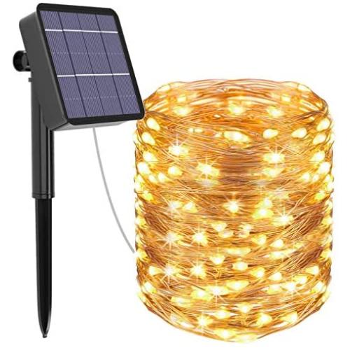 Kolpop Solar String Lights, 105FT 320 LED Solar Fairy Lights 8 Modes Copper Wire Solar Powered String Lights Outdoor Waterproof Decoration Lights for Garden Patio Party Christmas Tree Warm White