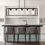 XINCAN 5-Light Farmhouse Chandelier Contemporary Industrial Rectangle Dining Room Lighting Fixture Black Modern Ceiling Lighting Kitchen Island Cage Pendant Lights with Clear Glass Shade
