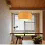 LITFAD LED Pendant Light Single Light Dome Shape Ceiling Light Rustic Rattan Pendant Lighting Modern Weave Ceiling Hanging Light for Dining Room Restaurant Living Room - 12''