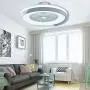 TFCFL Modern Ceiling Fan with Light, 23.5'' Semi Flush Mount Ceiling Fan with Remote Control 3 Speeds Hidden Blades Low Profile for Bedroom Dining Room (White & Gray)