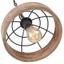 Anmytek Adjustable Wood Metal Chandelier Iron Net Frame Cover Pendant Lighting for Kitchen Island Rustic Industrial Edison Hanging Light Dining Room Vintage Ceiling Light Fixture 1-Light (P0027)