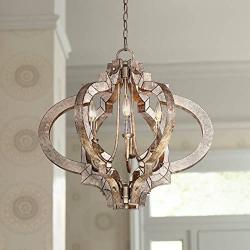 Ornament Aged Silver Gold Bronze Chandelier 23 1/4'' Wide Modern Open Look 6-Light Fixture for Dining Room House Foyer Kitchen Island Entryway Bedroom Living Room - Possini Euro Design