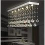 Moooni L40'' Contemporary Rectangle Crystal Chandelier Modern Dining Room Ceiling Light Fixture Rectangular Raindrop Design Chandeliers for Dining Room Kitchen