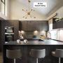 Mid Century Modern Sputnik Chandeliers 8 Light Gold Bronze Industrial Ceiling Light Fixture Electroplated Pendant Lighting for Dining Room Kitchen Island Living Room Bedroom Coffee Shop