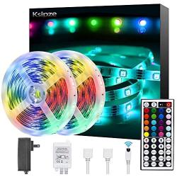 Ksipze Led Strip Lights 32.8ft Rgb Color Changing with 44 Keys Remote and 12V Power Supply for Bedroom Kitchen Home Decoration