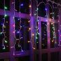 SUPSOO LED Solar Icicle String Lights,20Ft 220 LEDs Waterproof Extendable Curtain Icicle String Lights Christmas Lights for Bedroom Patio Yard Garden Wedding Party (Warm White+Multi-Color)