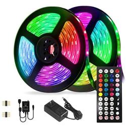 Led Strip Lights Kit,32.8ft Waterproof Flexible Tape Light,Color Changing 5050 RGB 300 LEDs Light Strip Rope Lights with Timing Function,for Party,Bedroom,Bar,Home Decoration,with IR Remote