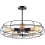 CO-Z 5 Farmhouse Light Industrial Semi Flush Mount Ceiling Light with Cage Shade, Modern Pendant Light Chandelier Light Fixture for Kitchen Living Room