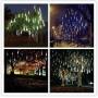 Zezuxy Falling Rain Lights White, Meteor Shower Lights with 11.8 inch 8 Tubes 144 LEDs Rain Drop Lights, Outdoor Icicle Snow Cascading Christmas String Lights for Trees Holiday Wedding New Year Gifts