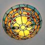 LITFAD Tiffany Traditional Ceiling Mount Light Bowl Shade Stained Glass Mission Inverted Ceiling Lamp Flush Ceiling Light Pendant Lighting for Living Room Bedroom Hotel Cafe - Yellow & Blue, 16''(40cm)