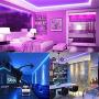 Segrass Led Strip Lights，32.8ft 5050 RGB 300 Led Rope Lights, IP20 Non Waterproof Color Changing with 20 Colors 8 Light,LED Lights Strips Kit with 44 Keys IR Remote Controller 12V Power Supply