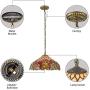 BAYCHEER Vintage Lovely Hanging Lamp 2 Lights Tiffany Pendant Lamp with Vibrant Stained Glass Shade for Dining Room, Kitchen Island, Bedroom