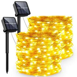 BESWILL Solar String Lights, 2 Pack 88.6FT 240LEDs Solar Fairy Lights, Solar Powered String Light with 8 Lighting Modes Waterproof, Decoration Lights for Christmas/Halloween/Party (Warm White)