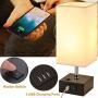USB Table Lamp, Dreamholder Bedside Desk Lamp with 3 USB Charging Ports, Black Base Nightstand Lamp with Cream Fabric Shade, Perfect Lamps for Bedroom, Living Room, Office (Pack of 2)