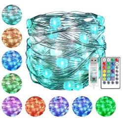 RGB String Lights - 33ft 100 LED USB Led String Lights with Remote for Indoor Christmas Wedding Costume 16 Colors Changing Fairy String Lights for Bedroom Color Changing Lights