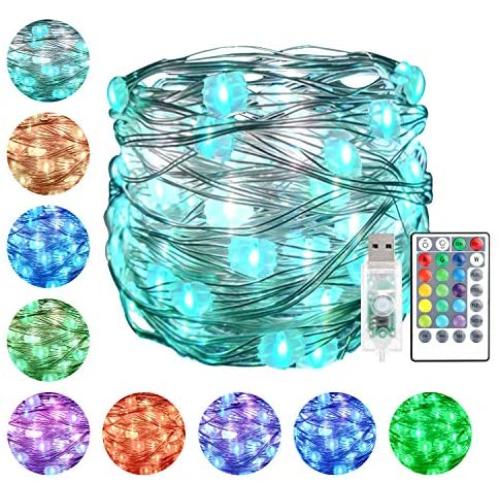 RGB String Lights - 33ft 100 LED USB Led String Lights with Remote for Indoor Christmas Wedding Costume 16 Colors Changing Fairy String Lights for Bedroom Color Changing Lights