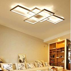 43 in LED Living Room Dining Room Flush Mount Ceiling Light Fixtures Ceiling Hanging Lighting Dimmable Remote Acrylic Chandeliers Modern Designer 3 Rectangle Hotel Lobby Kitchen Bedroom,White