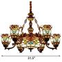 CraftThink Pendant Lighting LED Victorian Chandelier Light Antique Tiffany Style Stained Glass 6+1-Light Hanging Light for Dining Living Cafe Room Restaurant - TYP C1- Flower