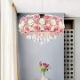 MoreChange 19.5inch Crystal Ceiling Light Fixtures Flush Mount Ceramic Rose Flowers, Chandelier Pendant Lighting with 5-Light E14 Socket for Living / Dining Room Bedroom Girl Room