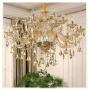 Lymxxl Contemporary K9 Crystal Chandelier 15 Lights Cognac Color Candle Pendant Light Adjustable Chain Fixtures Hanging for Bedroom Living Room Foyer (15 Light)