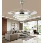Sweety House 42''Luxury Crystal Ceiling Fan Chandelier with Remote Control LED Lights and Three-Speed Stealth Fan Blade Silent Motor Lighting Chandelier (42 inches-Style 1) (42''Crystal)