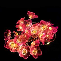 Cherry Blossoms Flower Lights for Girl Bedroom Decorations,10ft 30 LED Waterproof String Lights Indoor Outdoor, Starry Fairy String Lights for Women Home Bedroom Spring Wedding Party Battery Powered