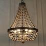 Bead Chandelier, Farmhouse Dining Room Light Fixture Hanging with 6-Lights, Handmade Wood Beaded Chandelier for Kitchen Island